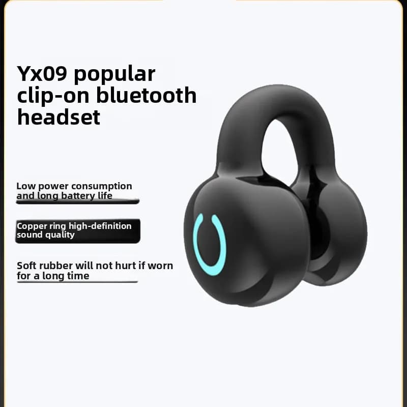 Bluetooth yx09 earphones, true wireless Bluetooth headphones with ear clip, gaming and sports, long battery life, ultra-low latency