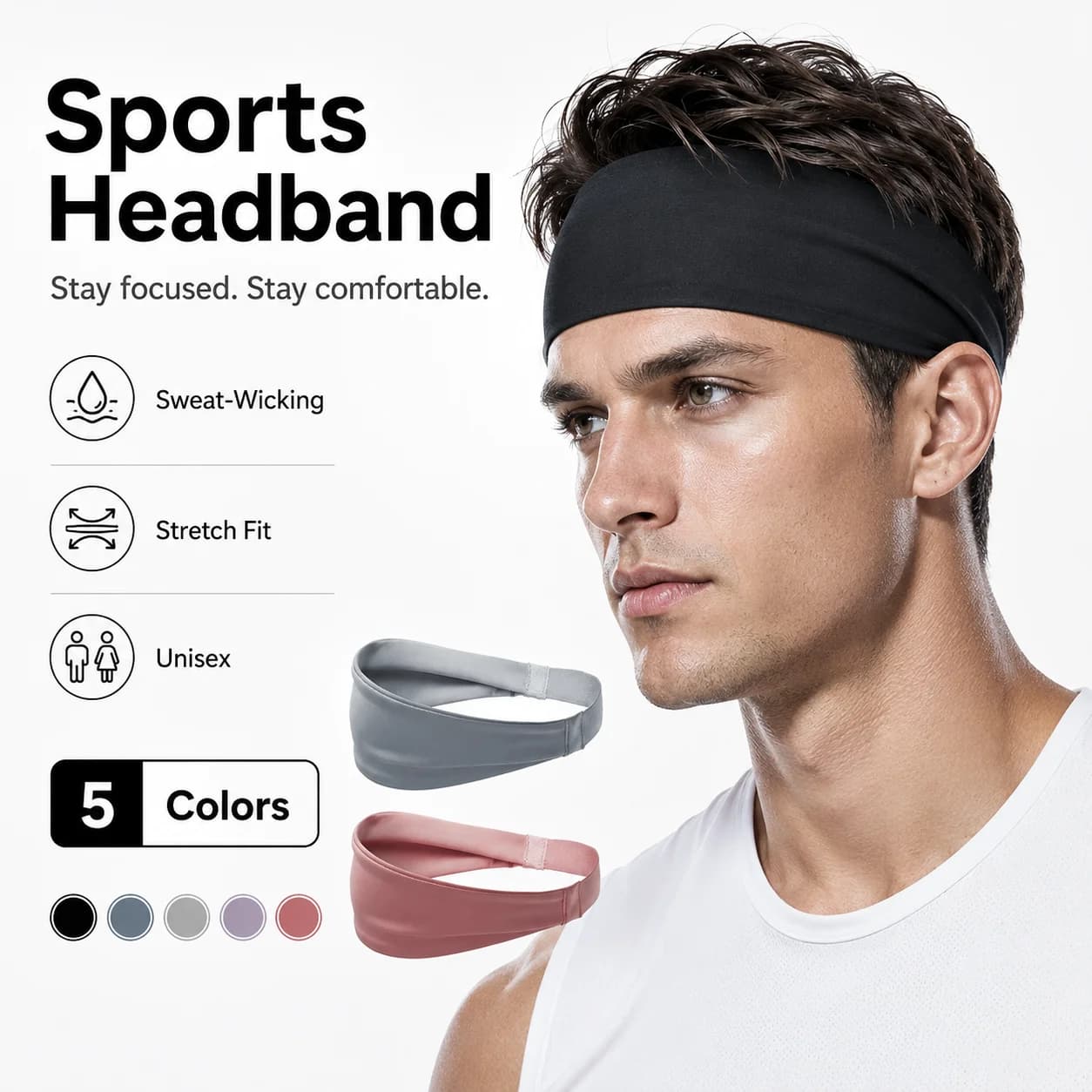 Fascia sportiva Corsa Fitness Fascia elastica assorbente per il sudore Ciclismo Jog Tennis Yoga Palestra Fascia per capelli Fascia per capelli Uomo Donna