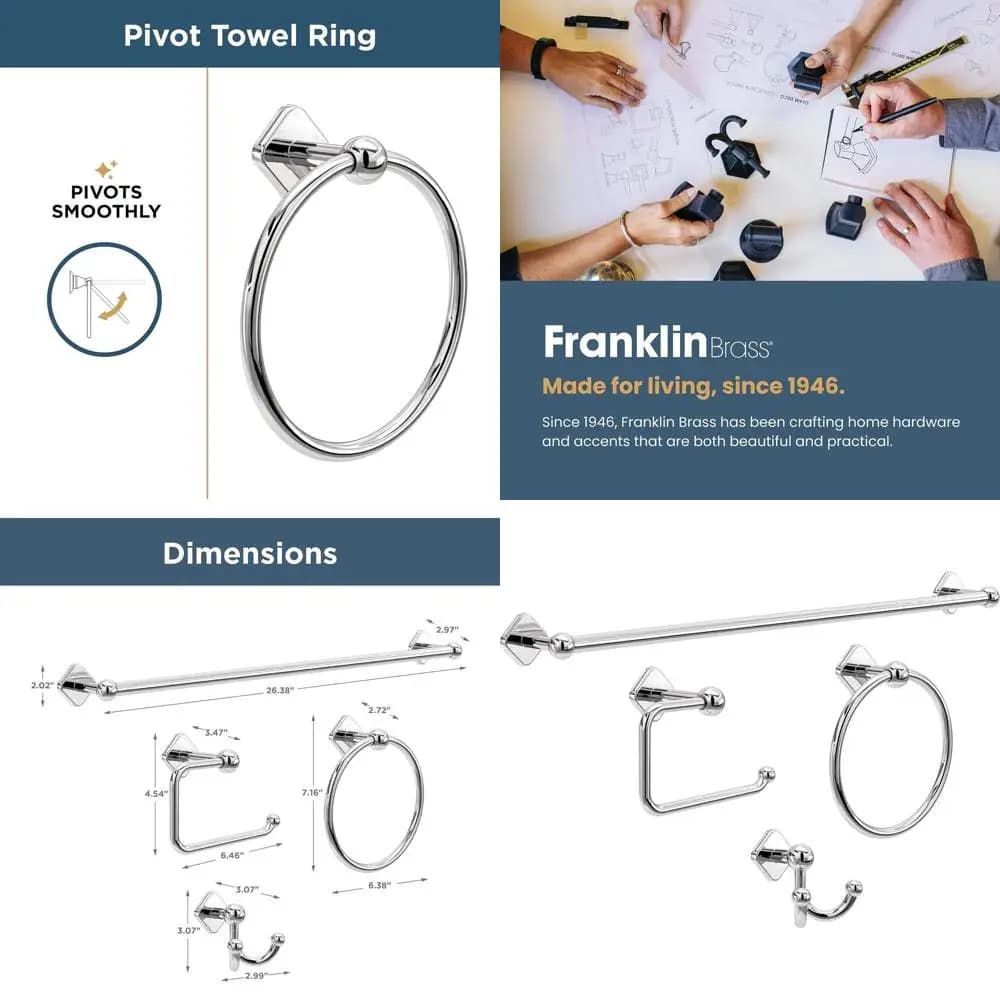 Set di accessori da bagno da 4 pezzi in cromo lucido: 18 portasciugamani, 6 portasciugamani, porta fazzoletti, gancio
