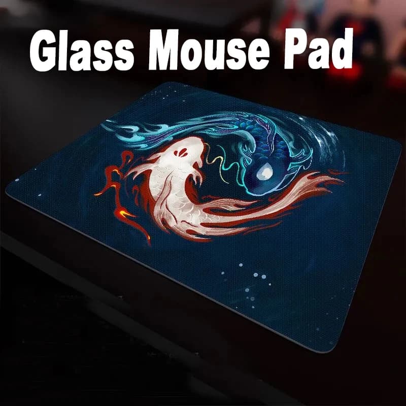 Tappetino per mouse in vetro da gioco in stile cinese Tappetino per mouse con superficie liscia smerigliata Aggiornamento temperato FPS Accessori per giocatori da ufficio Tappetino per mouse