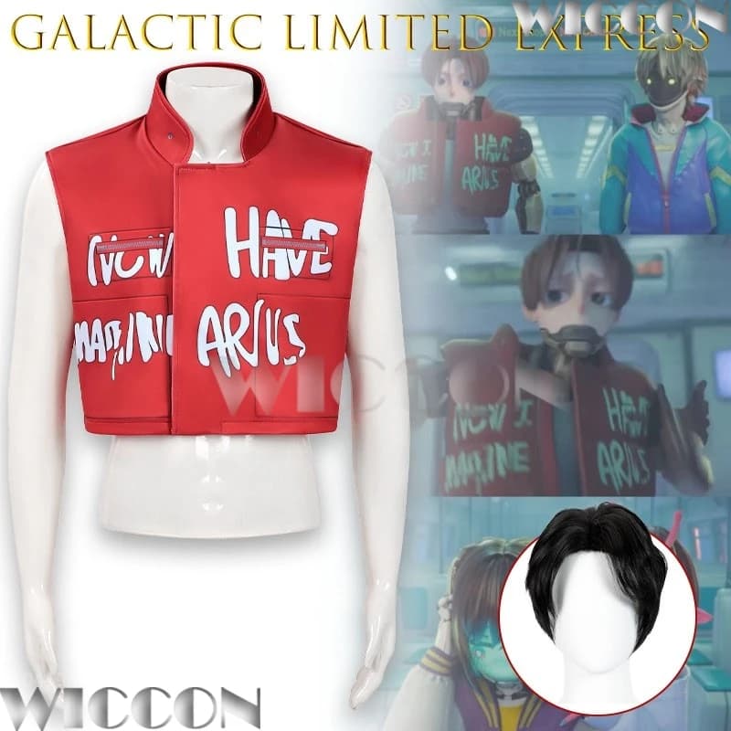 ‌ ‌ Costume Cosplay Cart Milky Subway The Galactic Limited Express, Giacca Rossa per Anime, Feste, Halloween, Natale e Carnevale