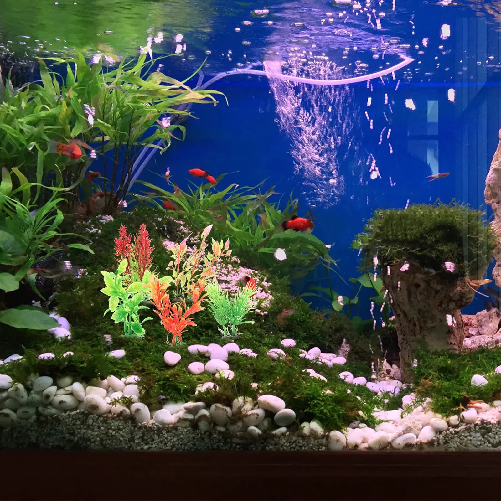 10 Pezzi Piante Artificiali per Acquario con Base Ispessita, Decorazioni in Plastica Realistiche per Vasche di Pesci