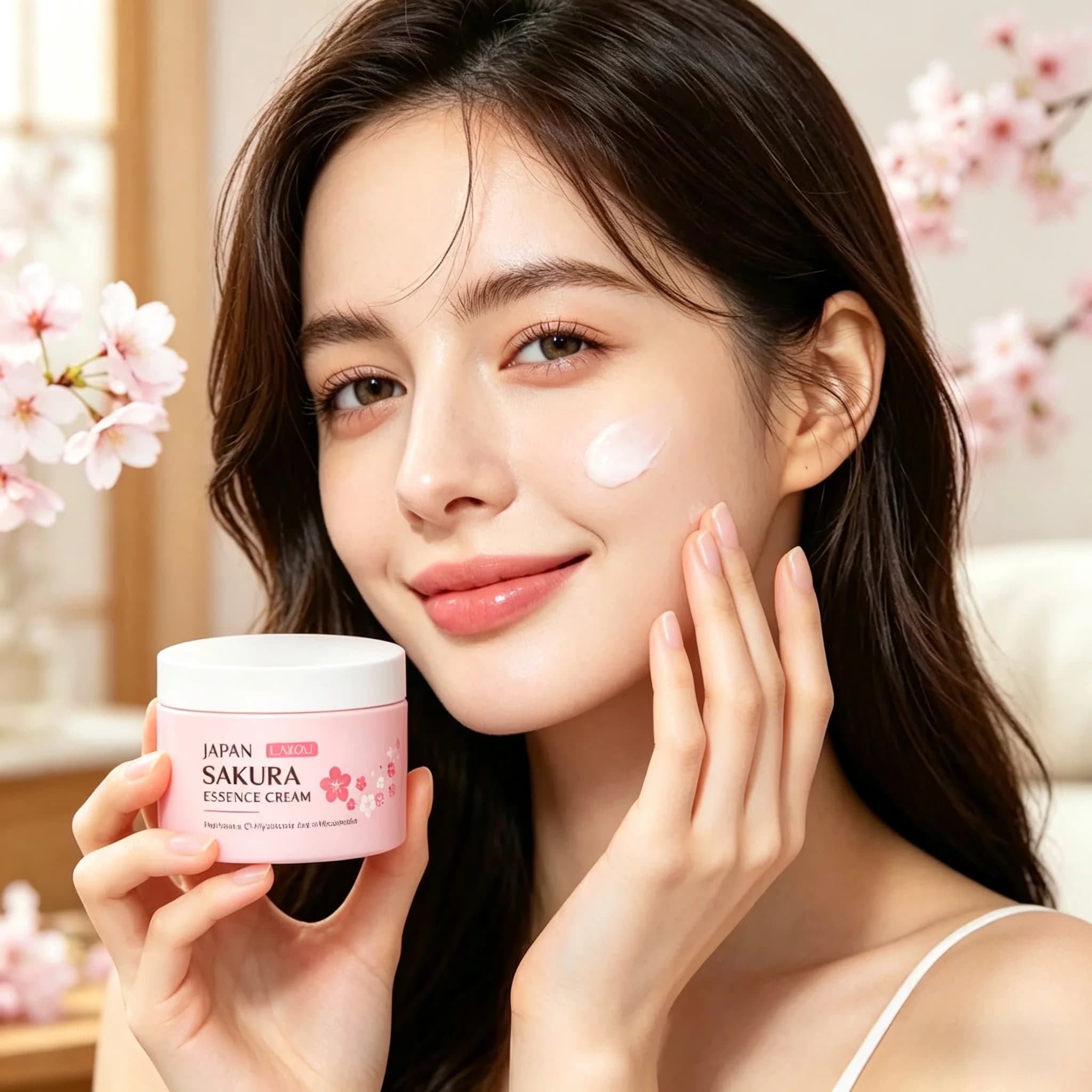 LAIKOU Crema Viso all'Essenza di Sakura Giapponese Idratante Levigante Anti-Rughe Uniformante del Tono della Pelle Cura della Pelle 25g / 60g