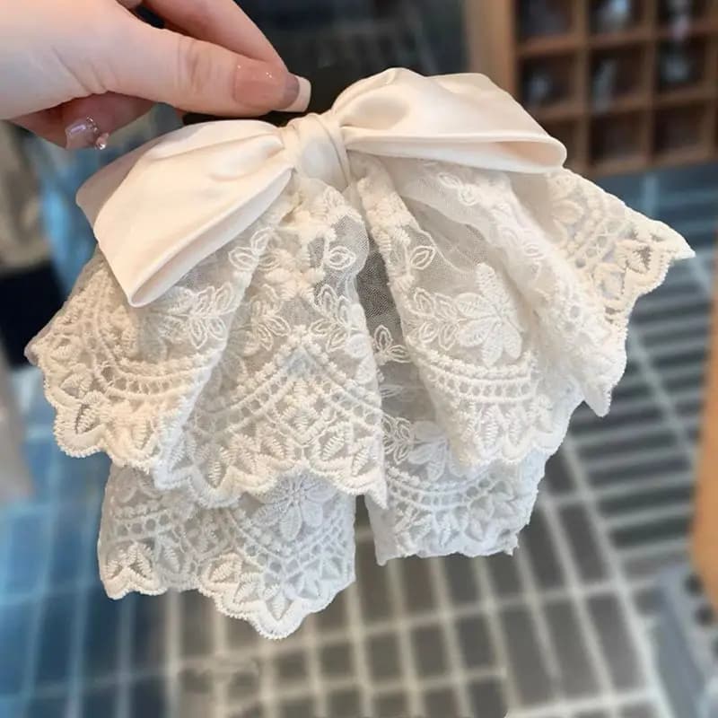 1pc francese romantico fiocco in pizzo coda di cavallo clip stile elegante piccola presa clip forcina accessori per capelli copricapo