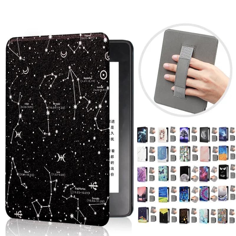 Magnetic Smart Case for Kindle Paperwhite 1 2 3 2015 DP75SDI EY21 7th 6th 5th Generation Funda Print Cute Cover with Hand Strap