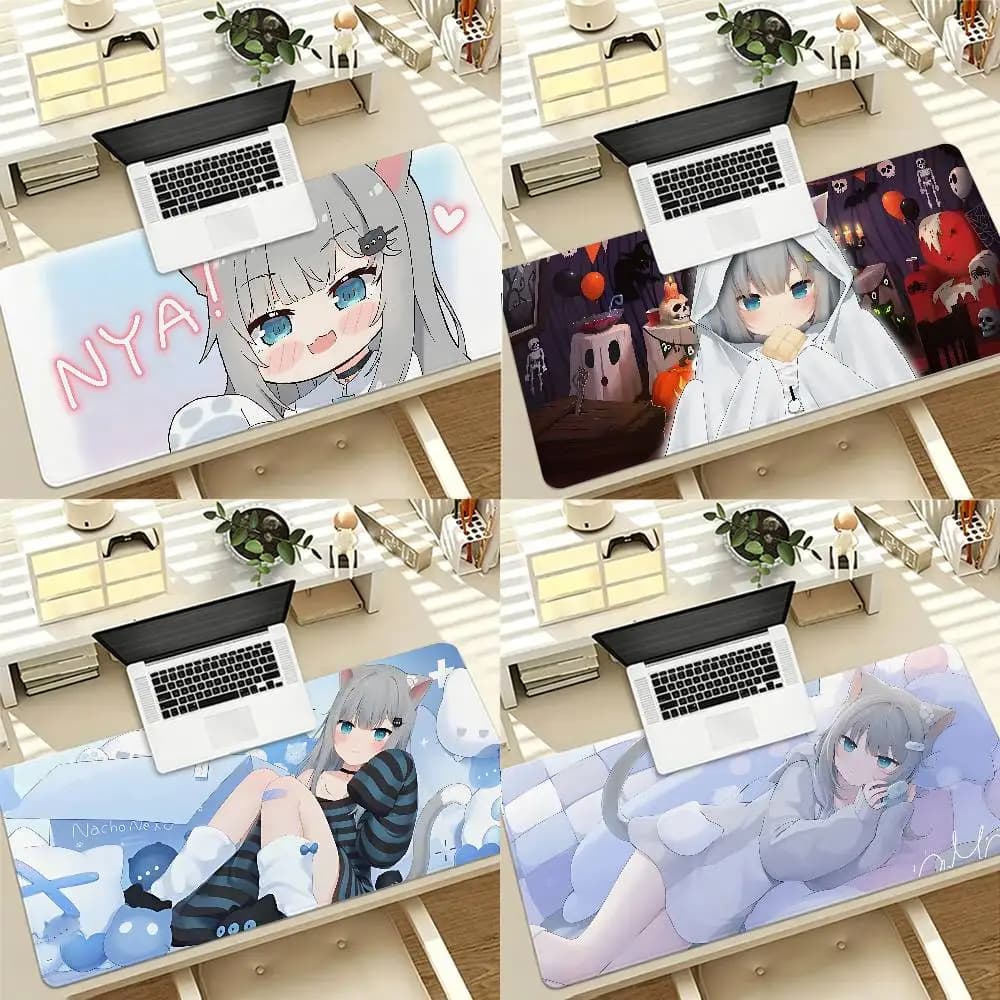 Cute N-Nachoneko Gaming Mouse Pad Non-Slip Lock Stitched Edge Large Office Desk Mat For Computer And Keyboard