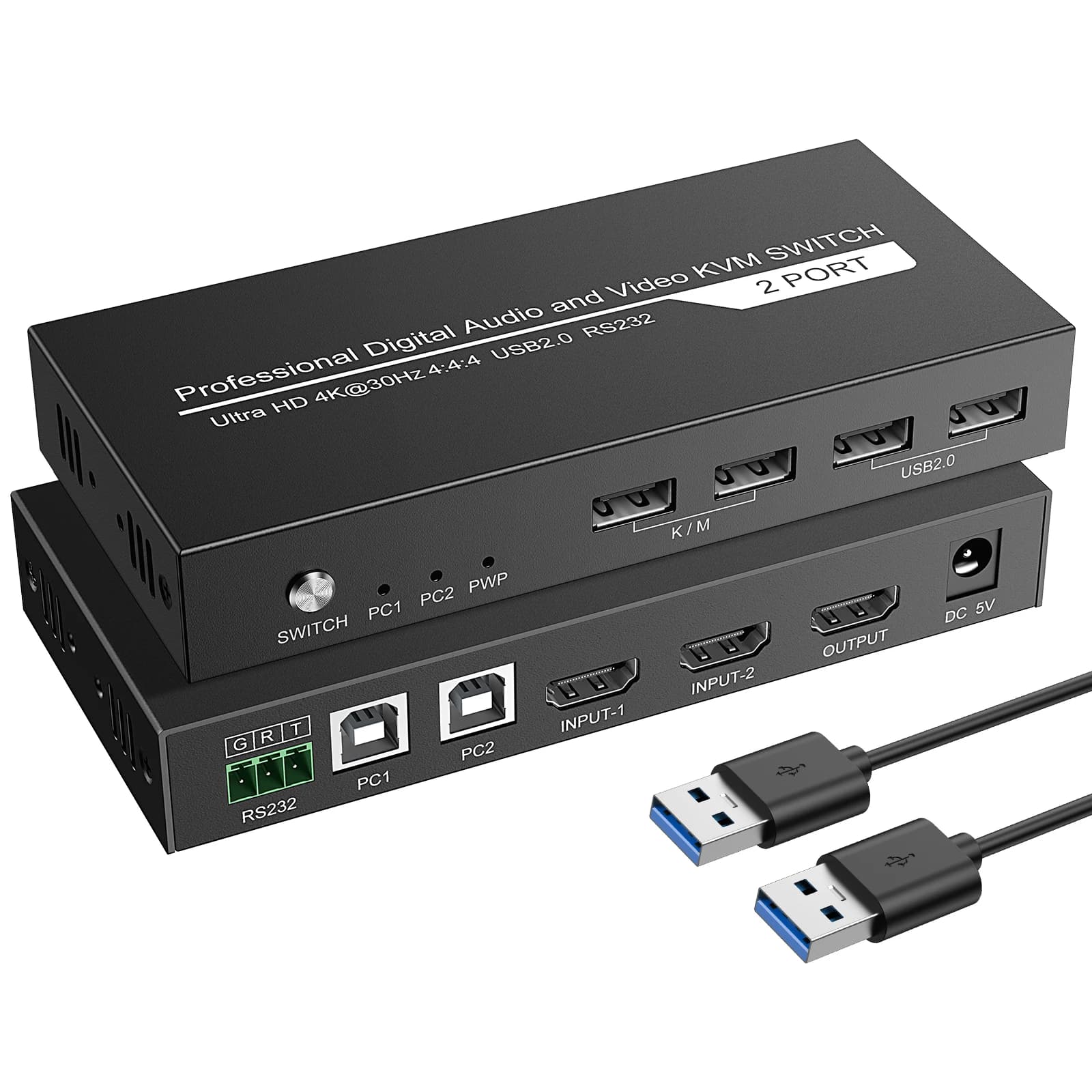 Switch KVM compatibile HDMI 4K60Hz 2 in 1 uscita Selettore Dolby Vision HDR10 2x1 Controllo RS232 USB 2.0 per controllo PC portatile
