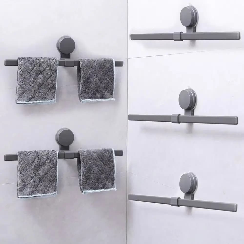 Punch-free Suction Cup Towel Rack Space Saving Cream Style Removable Towel Rack Storage Rack Storage Hanger No-Drill Towel Bar