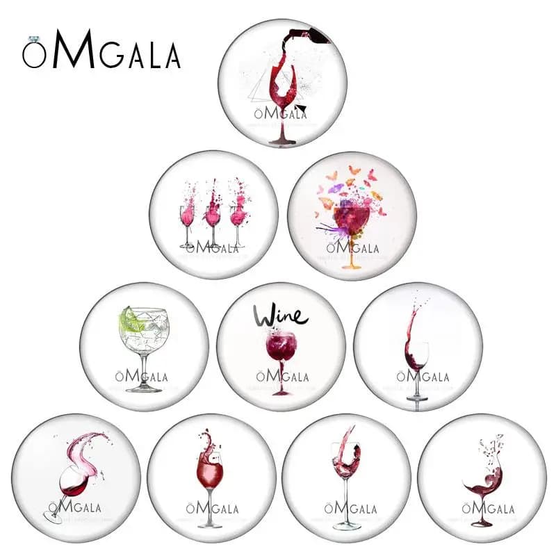 Nuovi modelli di tazze di vino rosso di bellezza misti 10 pezzi 12mm/18mm/20mm/25mm Foto rotonda cabochon in vetro demo parte posteriore piatta Creazione di risultati