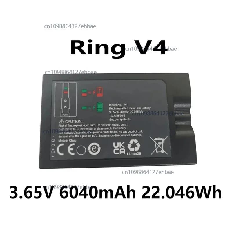 V4 5AT3S3 5F53E9 3.65V 6040mAh 22.046Wh Batteria per Ring Video Doorbell 2/3/4 Sgancio rapidoNave veloce