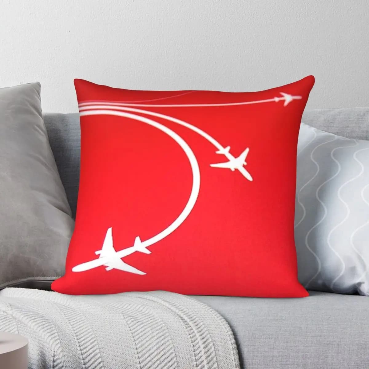 Air Canada Red Square Pillowcase Polyester Linen Velvet Printed Zip Decor Pillow Case Sofa Cushion Cover