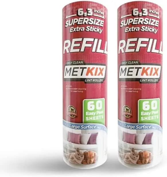 Ricarica per Rullo Levapelucchi Extra Large da 6,3 Pollici - 2 Confezioni, 120 Fogli Totali - Super Adesivo per Peli di Animali, Polvere e Detriti