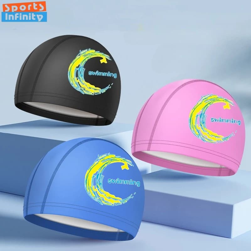 Adult swim cap Printed swim cap PU waterproof ear protector Comfortable swim cap for men Woman Professional swim cap
