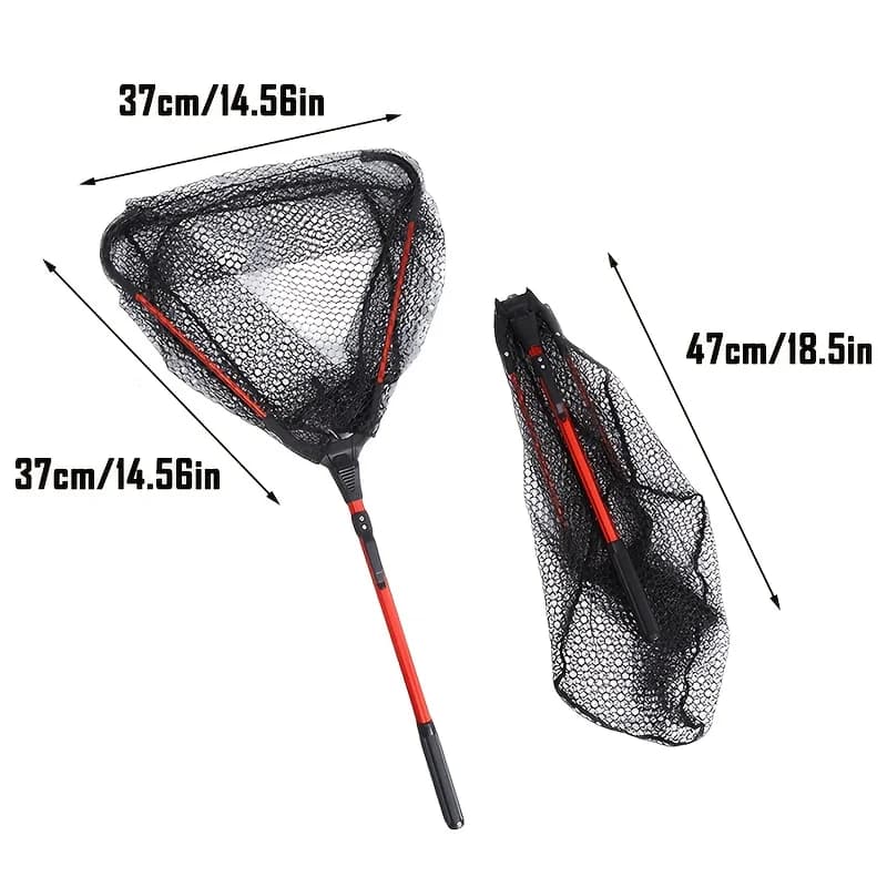 1PC Aluminum Alloy Telescopic Triangular Folding Hand-cranked Fishing Net for Deep-sea Fishing Reinforcement