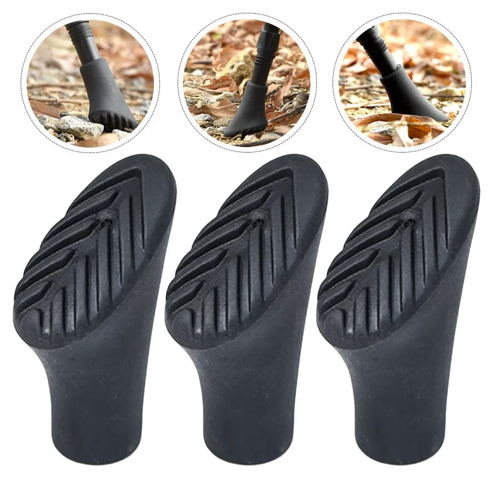 Set of 3 Non-slip Rubber Covers for Trekking Sticks, Alpenstock and Hiking Sticks, Long Lifespan