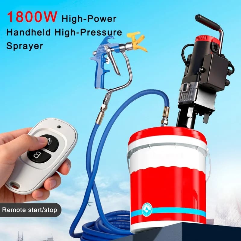 Spruzzatore Portatile ad Alta Pressione 1800W, Macchina Multifunzionale per Spruzzare Stucco, Rivestimenti Impermeabili e Cemento