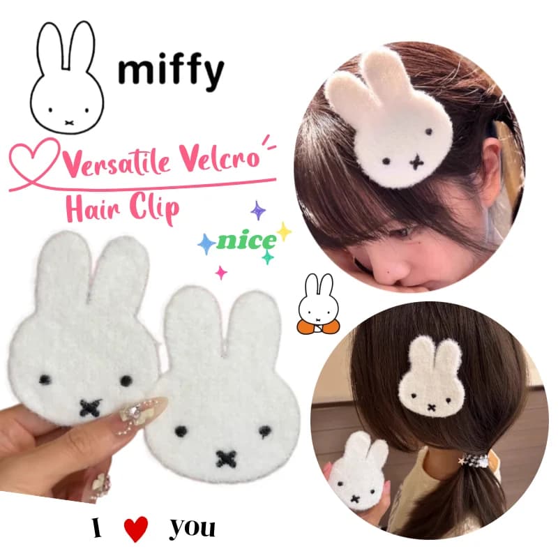 Nuovo Fermacapelli Adesivo in Velcro Miffy Rabbit, Accessorio Dolce e Carino per Fissare Frangie e Capelli Sgretolati, Ideale per Trucco, Lavaggio Viso e Foto