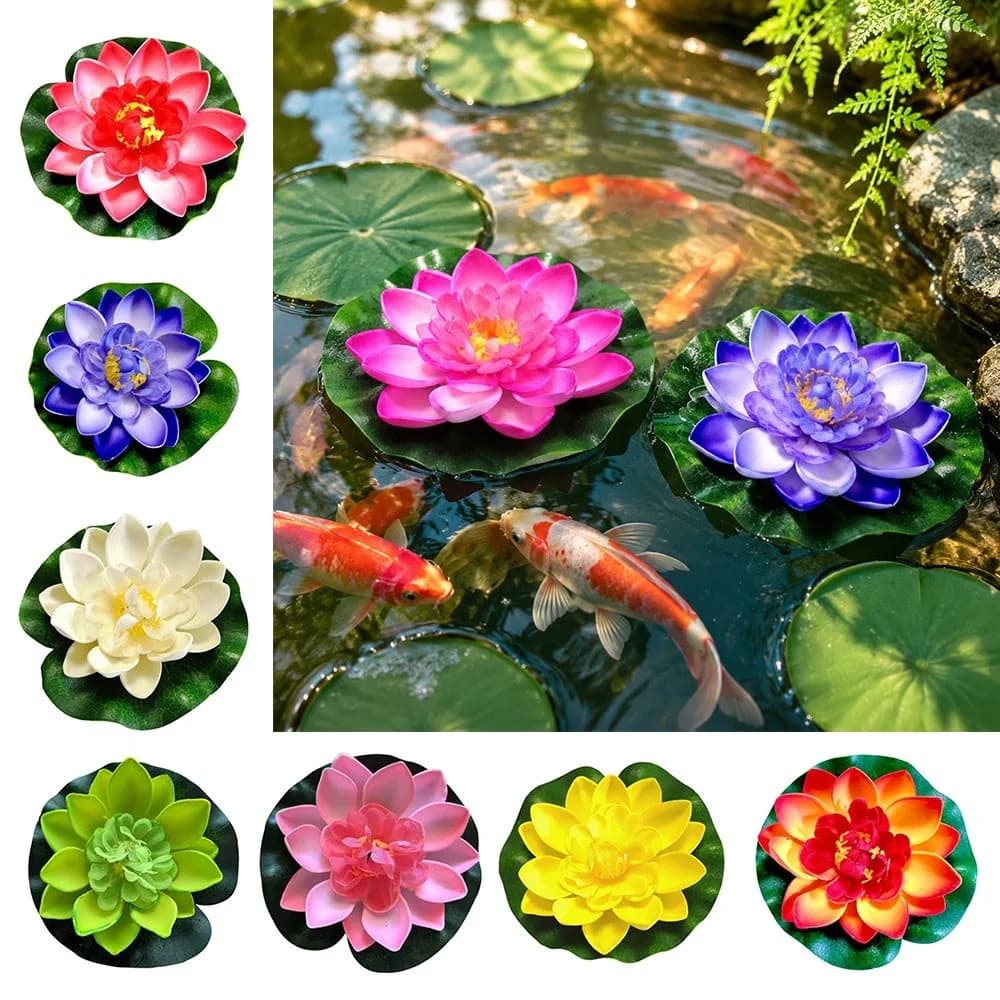 Lily Leaf Artificial Lotus Plant Micro Landscape Colorful Floating Water Lily Decorative Soft Flexible Fake Water Plant