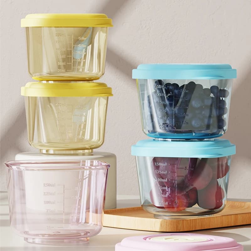Contenitori per alimenti per bambini da 6 pezzi - Materiale PP vaporizzabile e a prova di perdite, ciotole per neonati per la freschezza, organizer impilabile