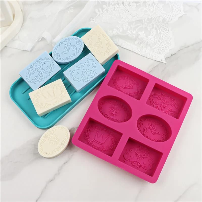 6 fori stampo per sapone modello floreale ovale stampo per fare il sapone fai da te Mousse al cioccolato torta Bakeware strumenti per stampi per gelato