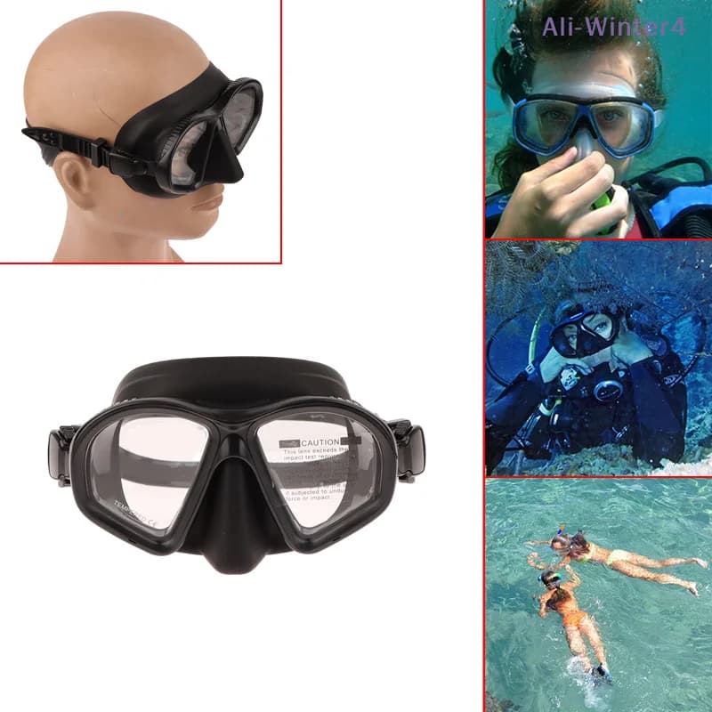 【Winter4】Maschera Subacquea con Lenti Ottiche, Occhiali da Immersione in Vetro Temperato, Guarnizione in Silicone, Occhiali da Sub con Vetro Temperato