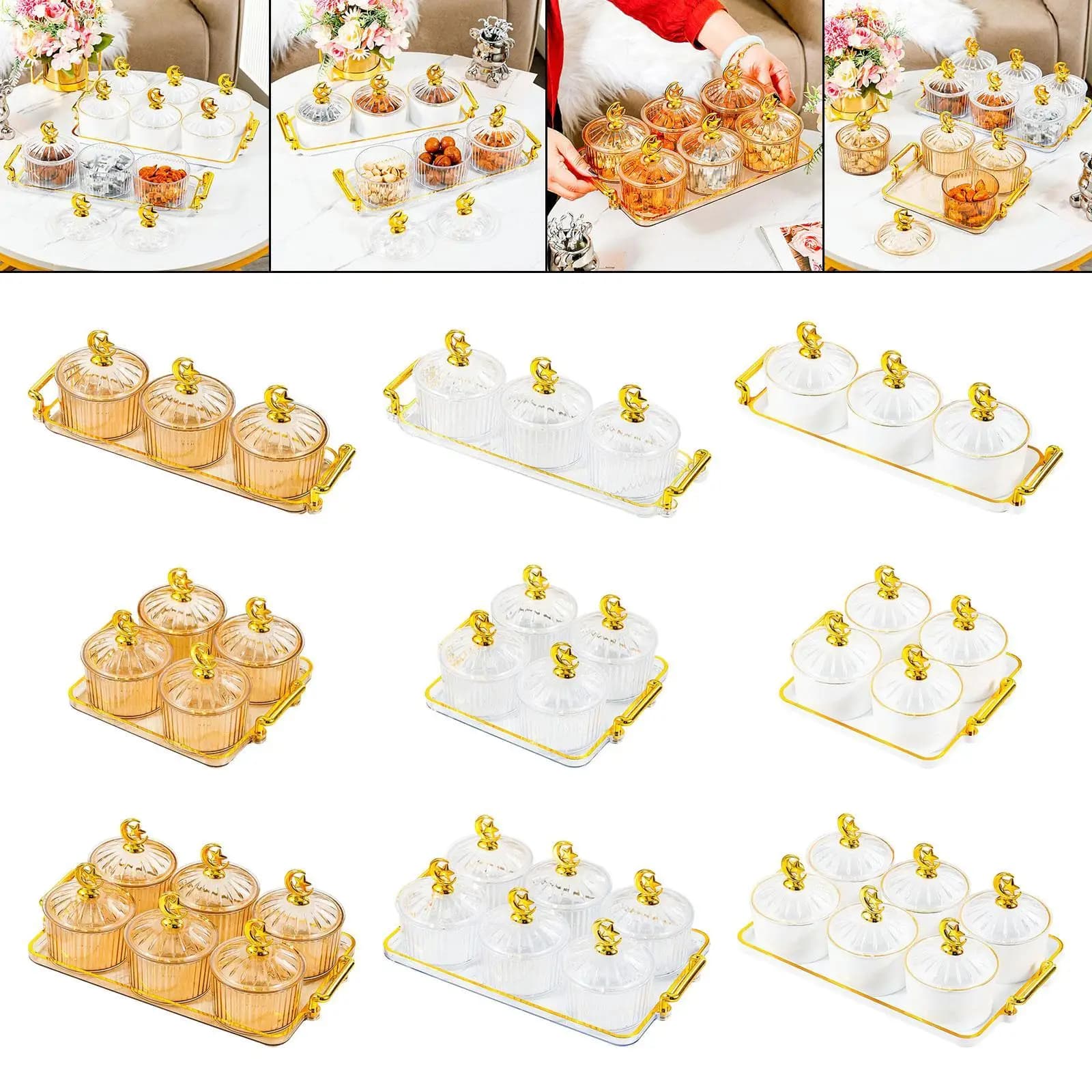 Vassoio per Frutta Secca Multifunzionale con Scomparti, Piatto per Servire Noci e Caramelle, Ideale per Feste, Cucina, Sala da Pranzo, Matrimoni