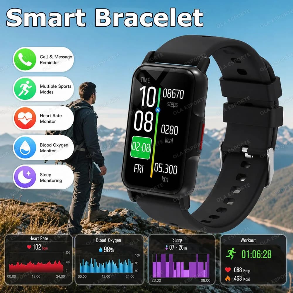 New Calculator Smart Watch Health&Sleep Monitoring Alarm Clock Call&Message Reminder Weather Sports Bracelet Smart Watches HT30