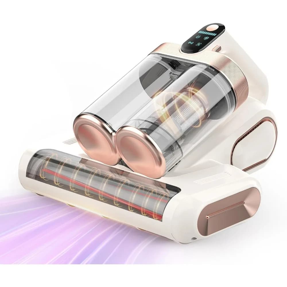 Aspirapolvere Senza Fili per Materassi 16Kpa con Luce UV, Filtro HEPA, Pulitore Portatile a Ultrasuoni per Letti e Divani
