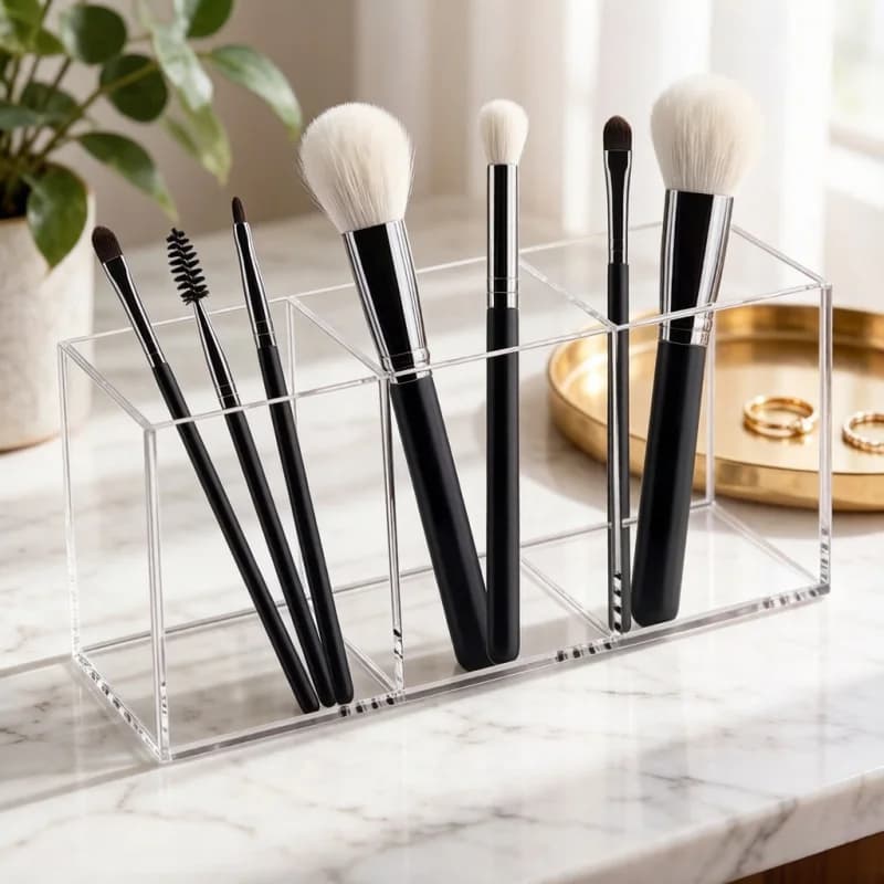 Transparent Acrylic Lipstick Makeup Storage Box, Cosmetic Brush Tool Holder & Table Organizer for Makeup Tools