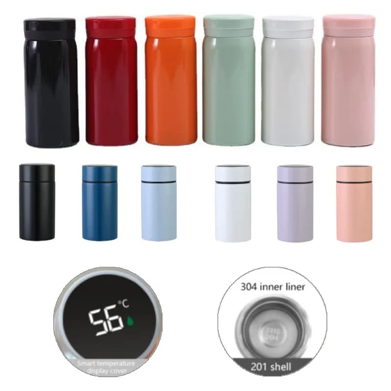 Thermos intelligente da 200 ml Bottiglia d'acqua Display intelligente della temperatura Thermos per vuoto in acciaio inossidabile con tazza a T con filtro