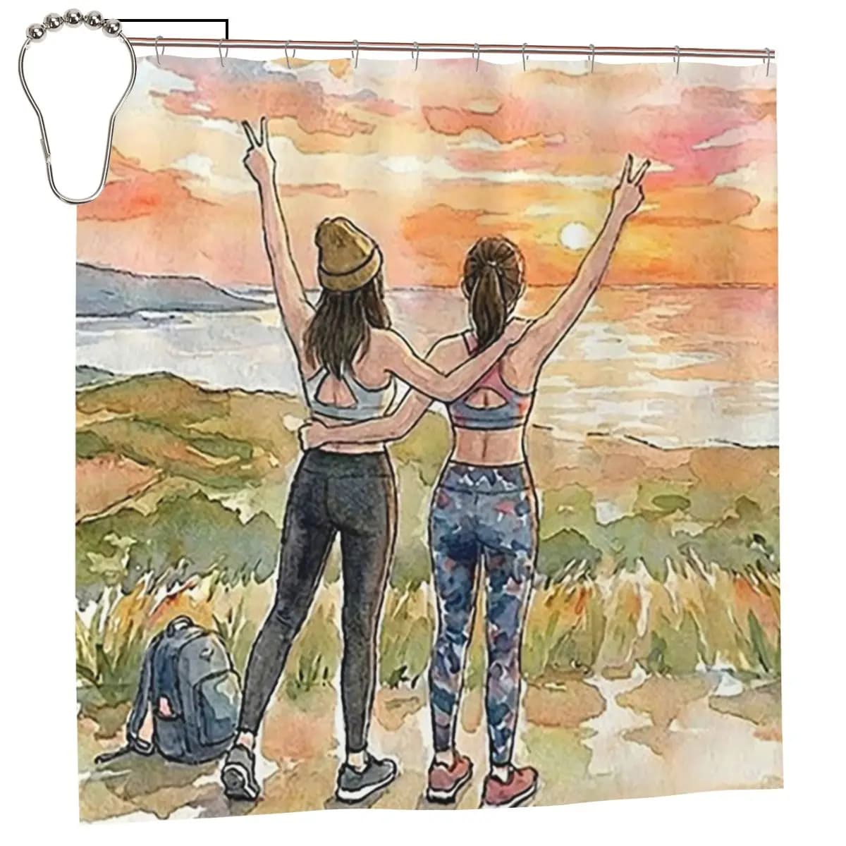 Taiwan Longpan Park Coastal Sunrise - Pingtung Fitness Besties Tenda da doccia impermeabile per bagno con ganci