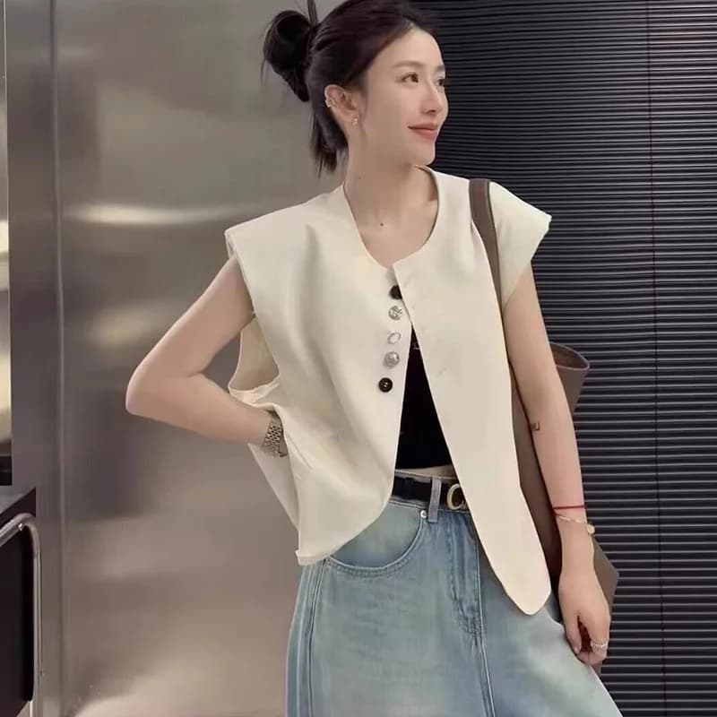 Gilet Senza Maniche dal Design alla Moda, Nuovo Gilet Versatile da Donna per Estate e Autunno, Giacca Senza Maniche Femminile