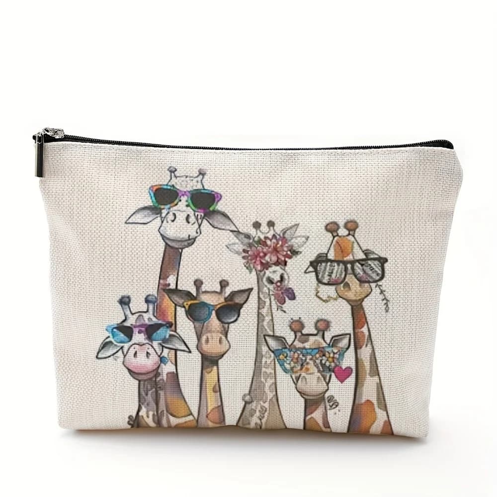 The Joy of Giraffe Lovers Makeup Bag with Zipper Lightweight Storage Bag the Perfect Gift for Animal Enthusiasts Travel Bags