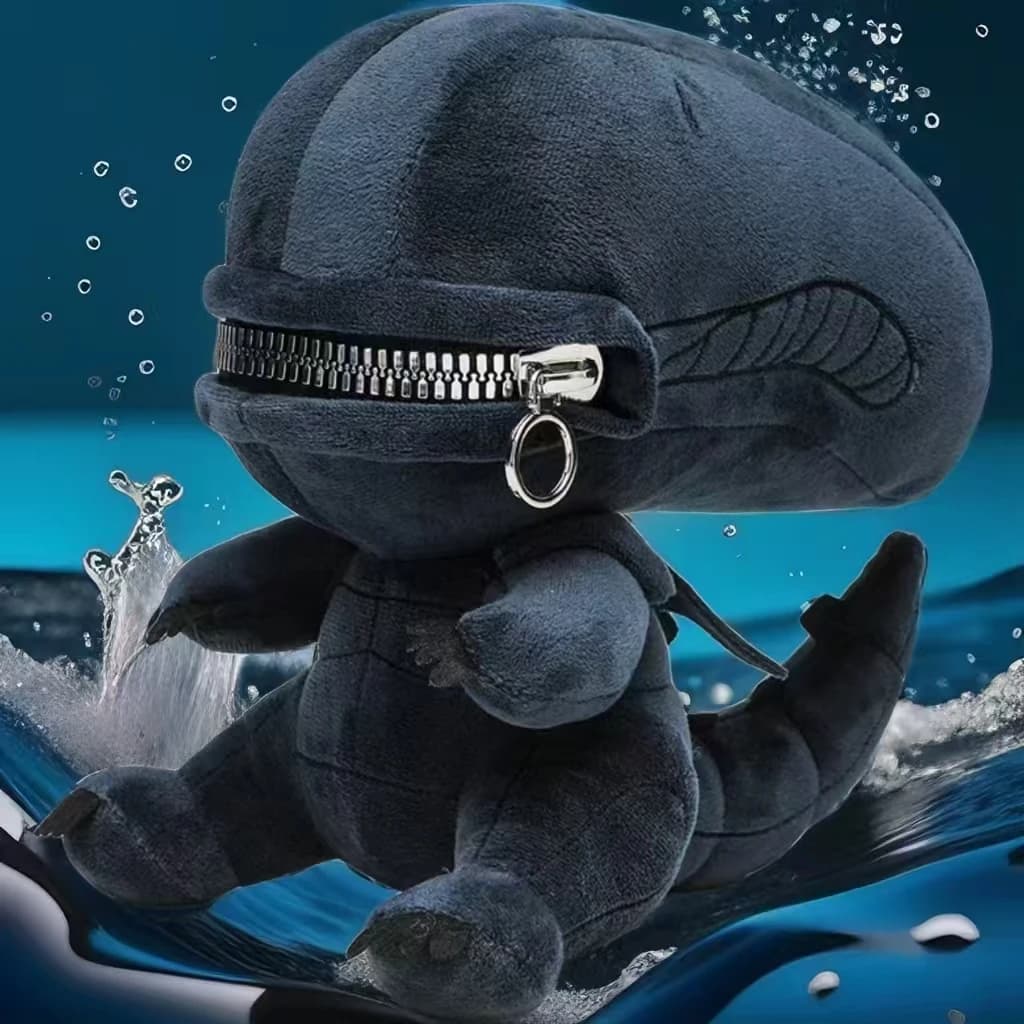 Peluche alieno a forma di xenomorfo con cerniera, peluche morbido, peluche fresco, ottimi regali per la decorazione della stanza dei ragazzi e delle ragazze