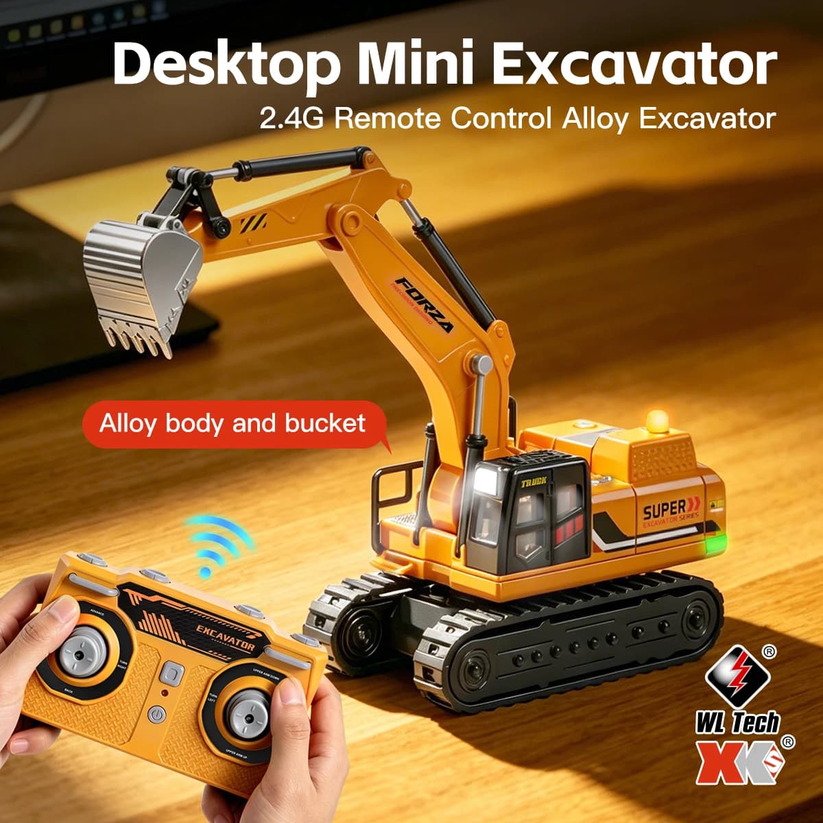 WLtoys 1:64 2.4G Remote Control Alloy mini Excavator Desktop Game Remote Control Engineering Model Remote Control Car RC