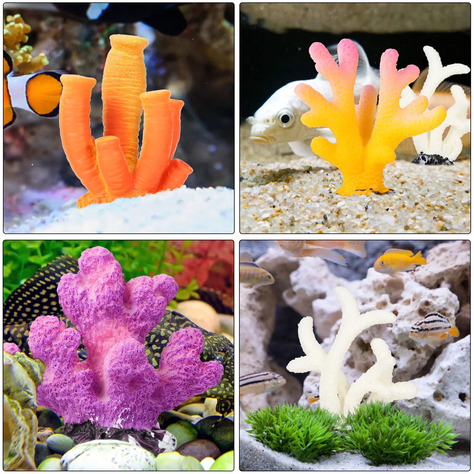 6 pieces of synthetic coral aquarium decorations, fake coral landscape for aquarium, safe artificial plants, small aquarium decorations, water resistant