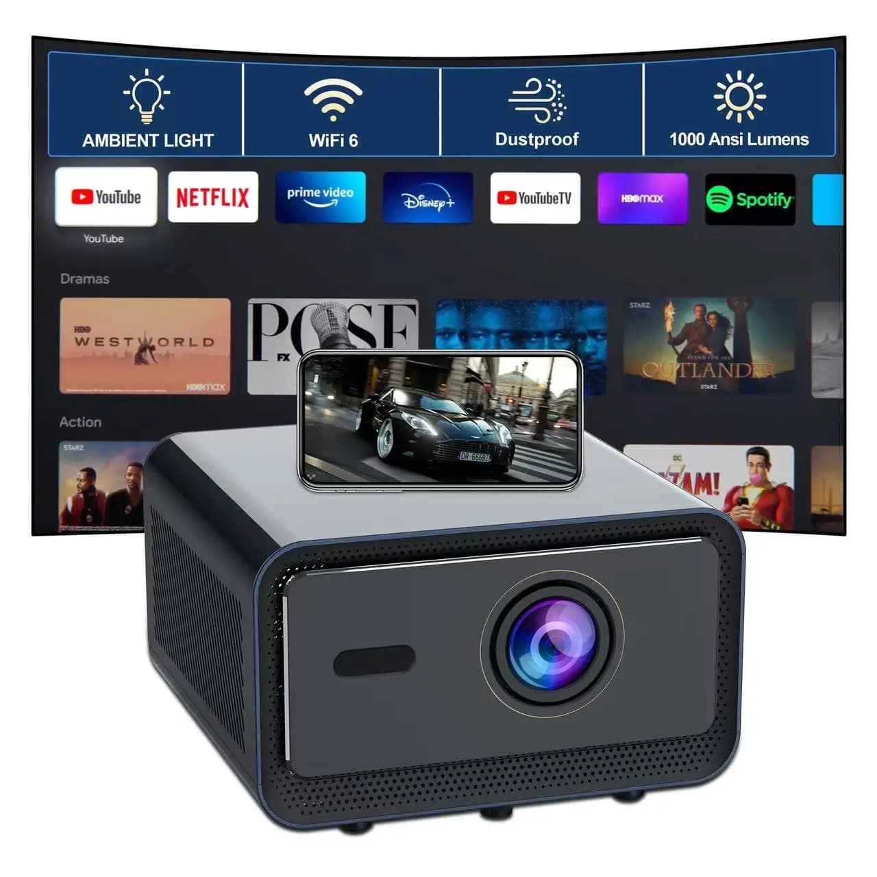 Bedroom Projector Home ultra High Definition Autofocus Obstacle Avoidance Screen Entry Hotel Home Theater Projector