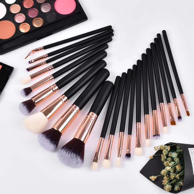 20-piece Black Makeup Brush Set, Beauty Tools: Foundation Brush, Eyeshadow Brush, Loose Powder Brush