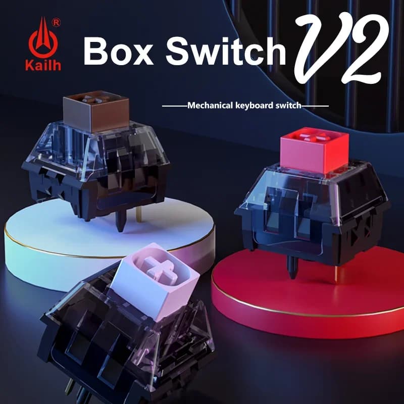 Interruttori Meccanici per Tastiera Kailh Box White V2, Box Brown V2, Box Red V2, Clicky Lineari Tattili, 5 Pin, RGB, Compatibili Cherry MX, per Gaming