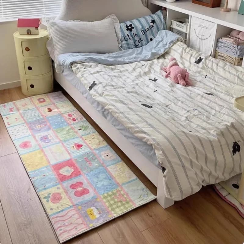 VIKAMA Outdoor bedside mat Cartoon Stripe Cute Bedroom Comodin Corridor Laundry Window Carpet Decorations for the house Outdoor Mats