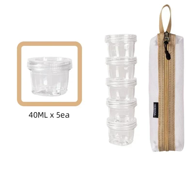 Kit di spezie da campeggio portatile da viaggio Borsa contenitore per spezie con 5 bottiglie di condimento trasparenti Set di contenitori per condimenti porta spezie da viaggio