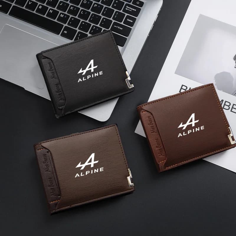 Portafoglio in Pelle per Patente di Guida e Carte di Credito con Logo Alpine per Esprit Duster Scenic Megane GT Clio Captur Kwid Kadjar