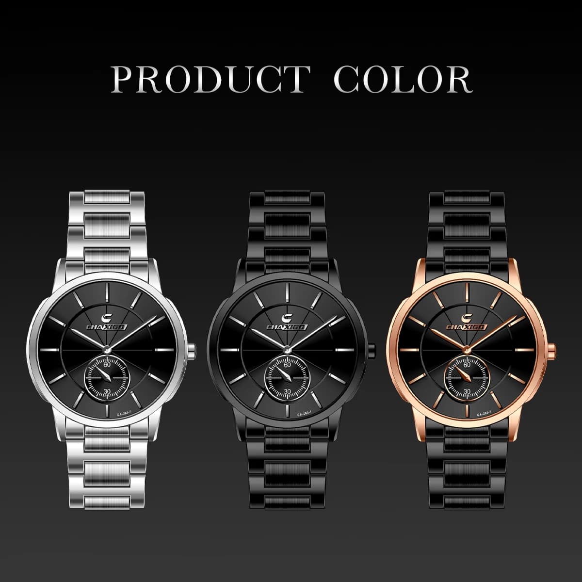 CHAXIGO Orologio classico da uomo in acciaio inossidabile con cassa da 38 mm, orologio al quarzo da lavoro semplice, cassa in lega resistente all'acqua 30 m