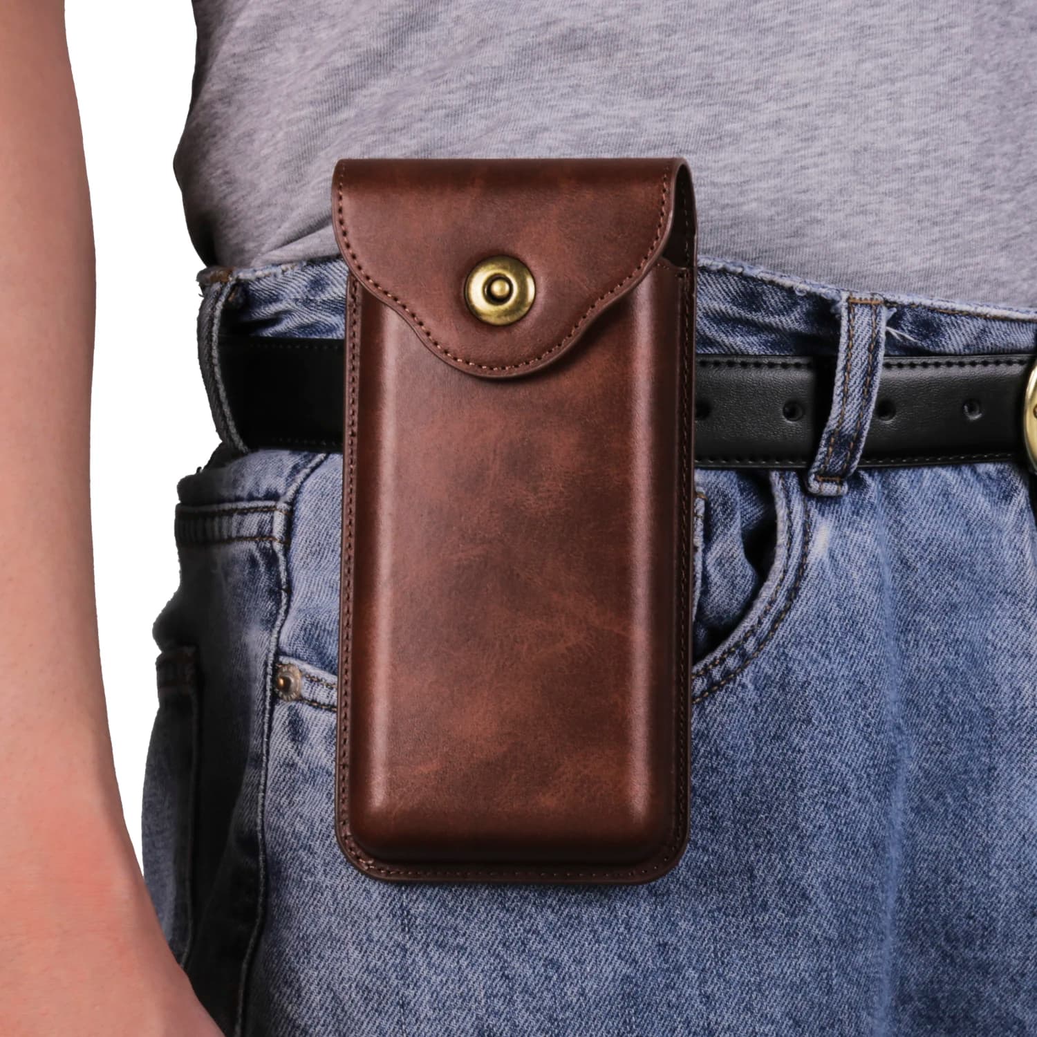 Custodia per telefono con clip da cintura in pelle di mucca Custodia per marsupio da uomo per Samsung Galaxy Z Fold 7 6 5 4 3 5G Fold7 Fold6 Fold5 Custodia per fondina