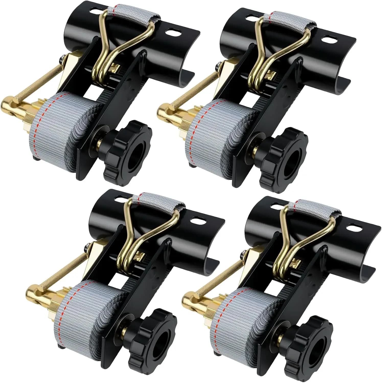 Cinghie per Rack con Gancio a J, Cinghie a Cricchetto per Rack Portascala da 1,5'' x 7,5', Montaggio su Tubo Rotondo da 2'' per il Controllo del Carico del Rimorchio