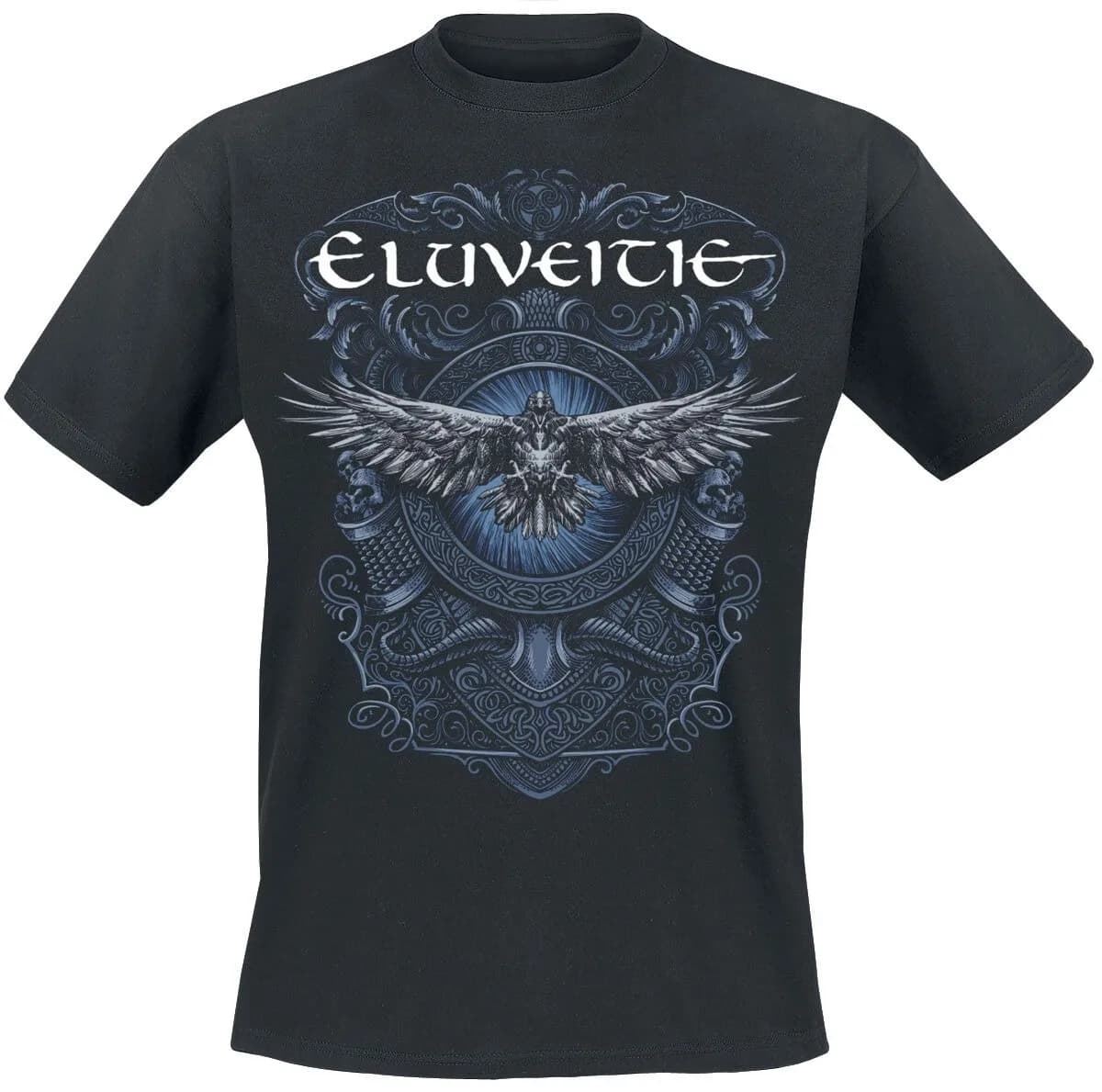 Eluveitie Raven Celtic Ornament Print T-shirt in cotone nero da uomo e da donna Folk Metal unisex