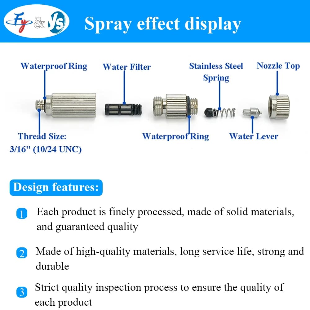 3/16" high pressure sprayer with filter - 0.1-0.8 mm for industrial and agricultural cooling