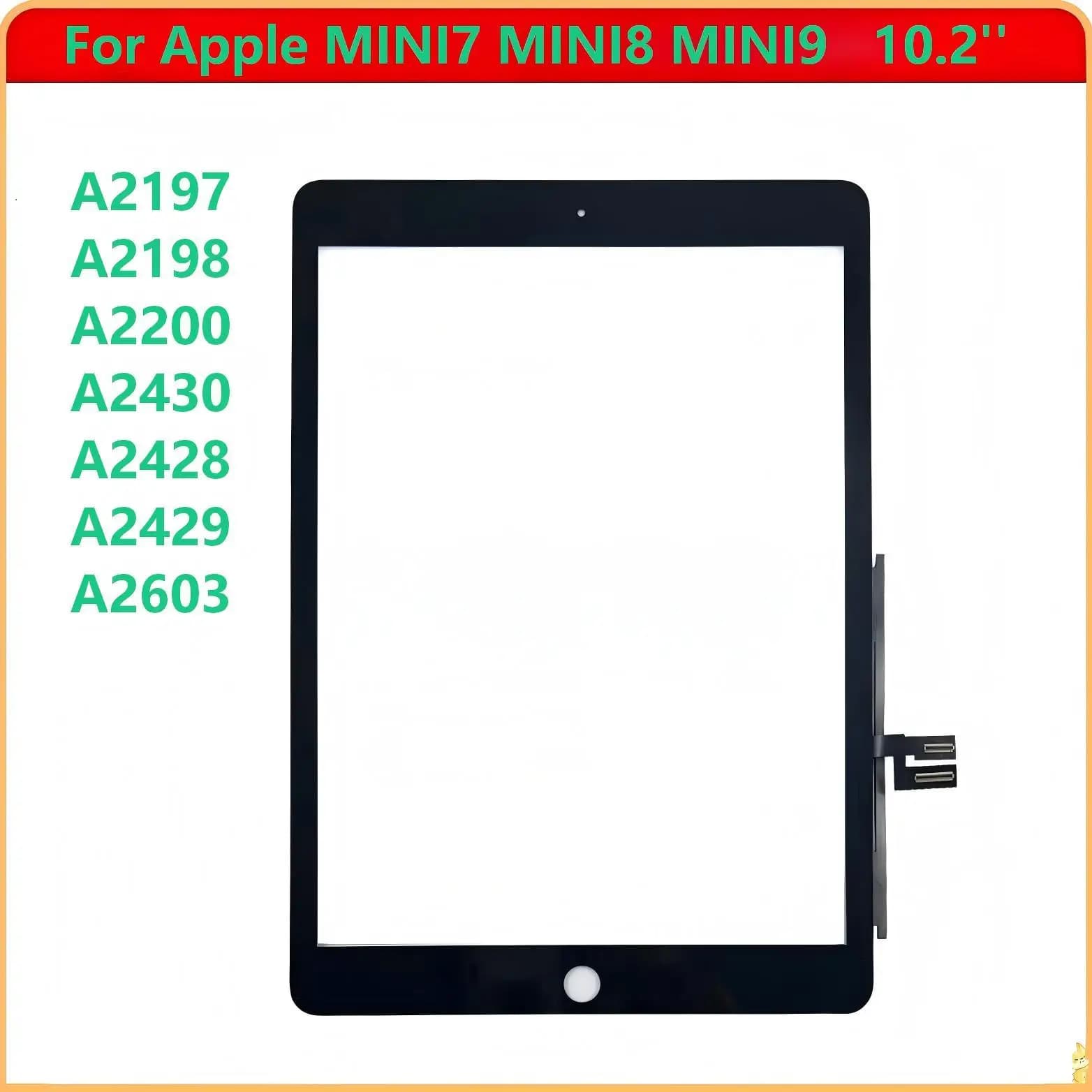 Pannello Digitalizzatore in Vetro Frontale di Ricambio per iPad 7 8 9 A2197 A2198 A2200 A2430 A2603 A2270
