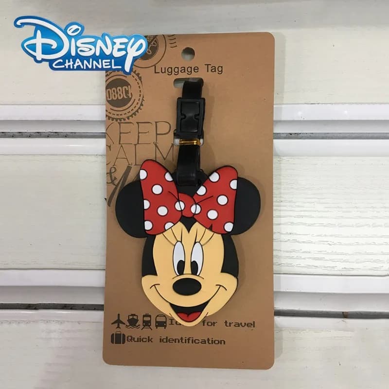 Disney Mickey Minnie Etichette per bagagli Cartoon Anime Figura Etichetta per valigia Porta bagagli in PVC Accessori da viaggio Etichetta Borsa Ciondolo Regalo