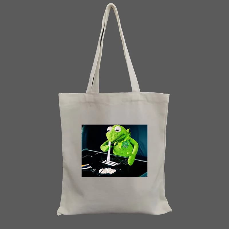 Borsa shopper in tela divertente con rana alla moda, borsa a tracolla da donna, borsa per studenti, borsa per la spesa riutilizzabile